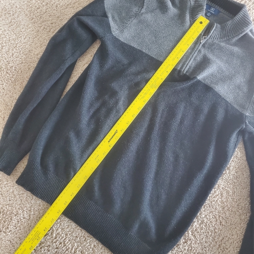 George 1/4 Zip Up Sweater, Men's Small Color Block Gray Black Ribbed - Picture 6 of 9